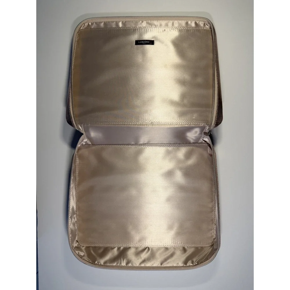 Lancome Gold Rose Color Makeup Organized Bag Case with Handle